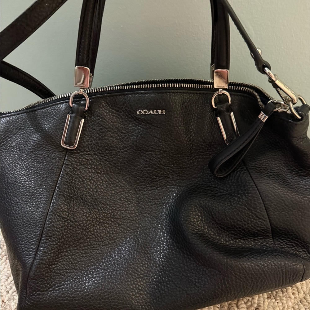 Coach Black Pebbled Leather Shoulder Bag